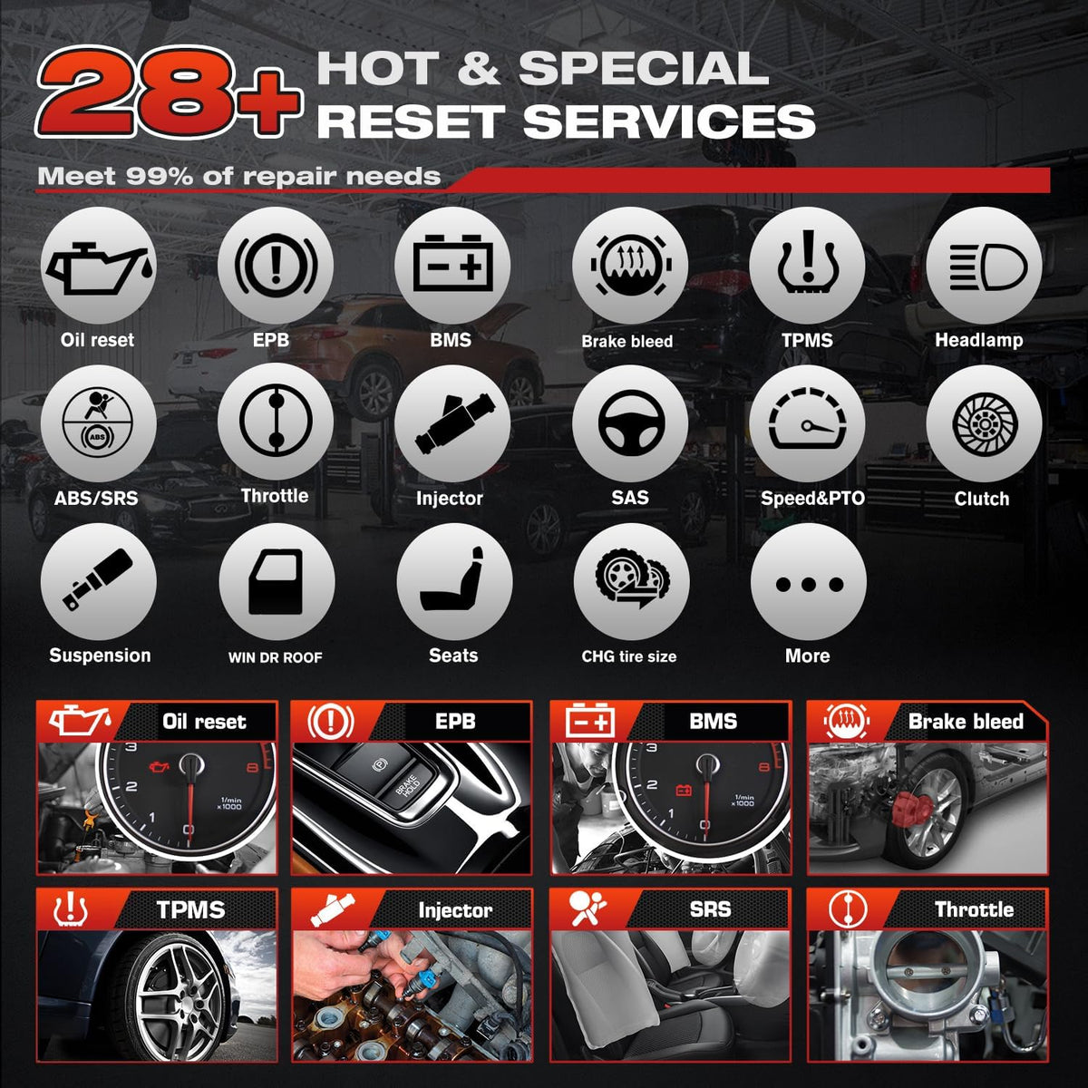 Autel MK808BT PRO with BT506 in battery test setup for starter and charging checks