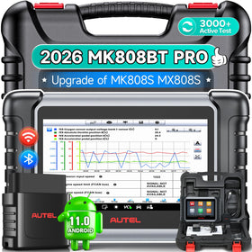 Autel MK808BT PRO front view showing large touchscreen and durable housing benefits quick reading