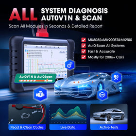 Autel MK808S in use on an engine bay enabling active component tests