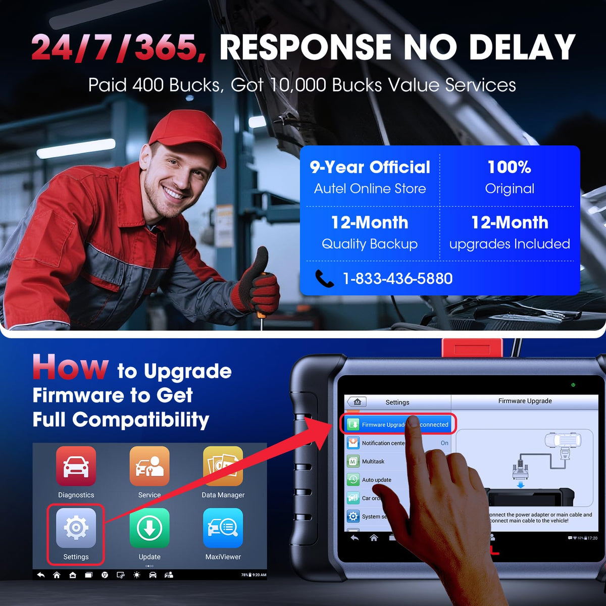 Autel MK808S packaging with accessories ready for immediate workshop use