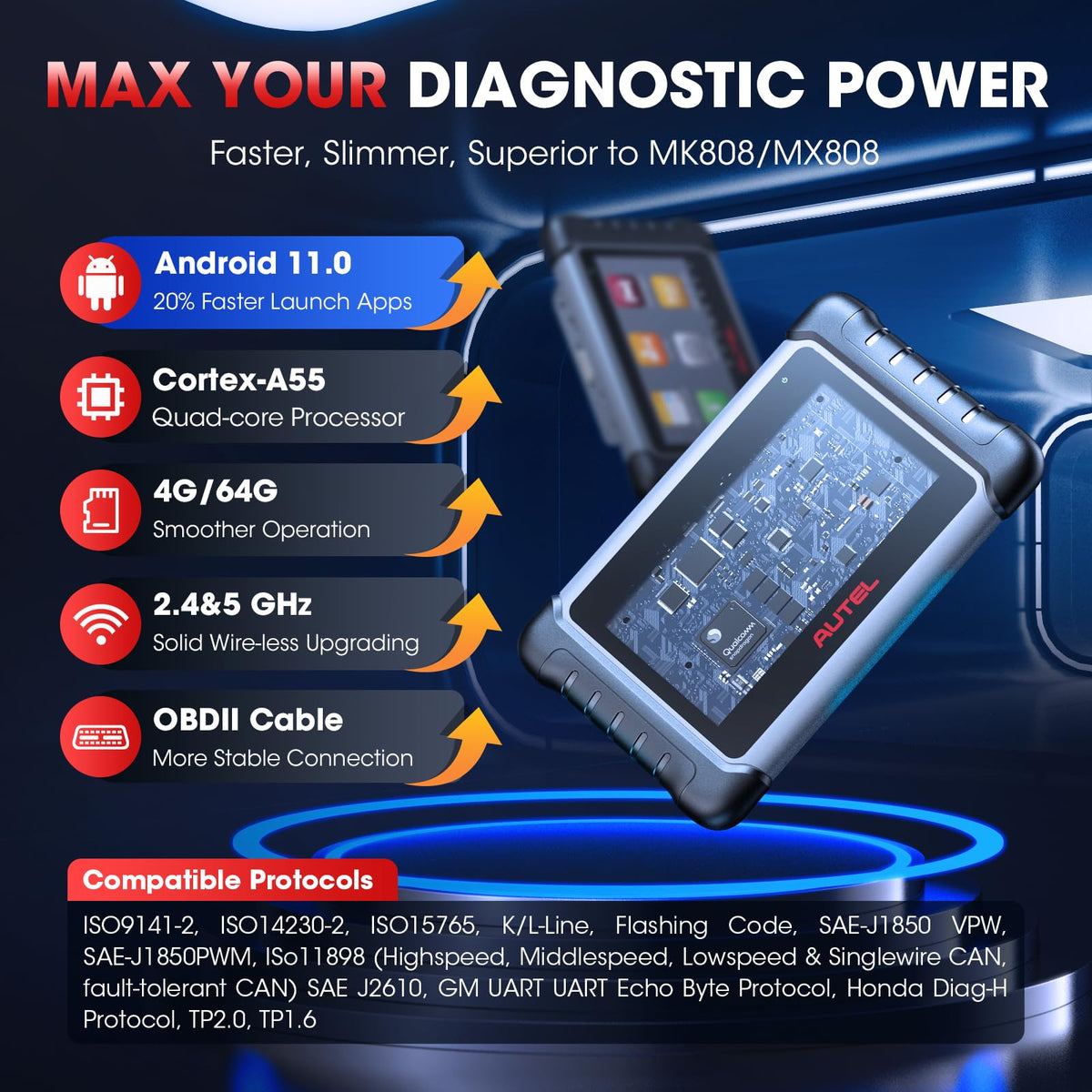 Autel MK808S diagnostic report printout showing clear service documentation