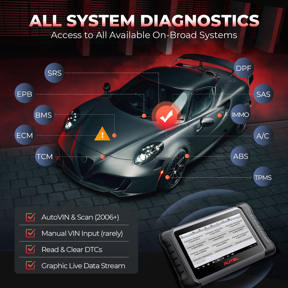 Autel MK808S paired with Autel MV105 endoscope revealing hard-to-reach inspection