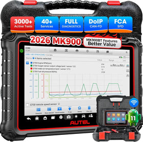 Autel MK900 front tablet display showing diagnostics for faster reads