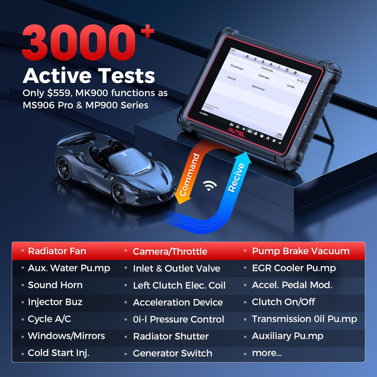 Autel MK900 used under hood delivering live diagnostics and control