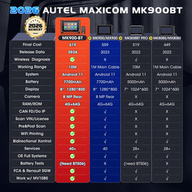 Autel MK900BT rear with 8MP camera visible and rugged design for workshop use