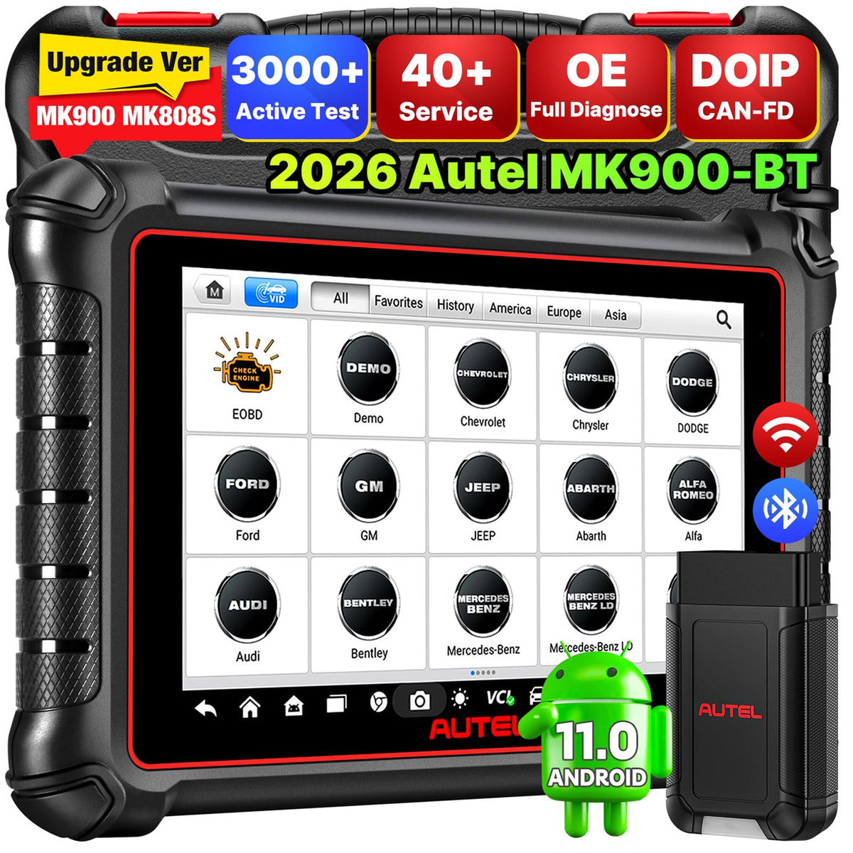 Autel MK900BT front view showing tablet and clear diagnostic display for fast checks