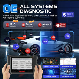 Autel MK900BT mounted in vehicle during diagnostics for hands-free system testing