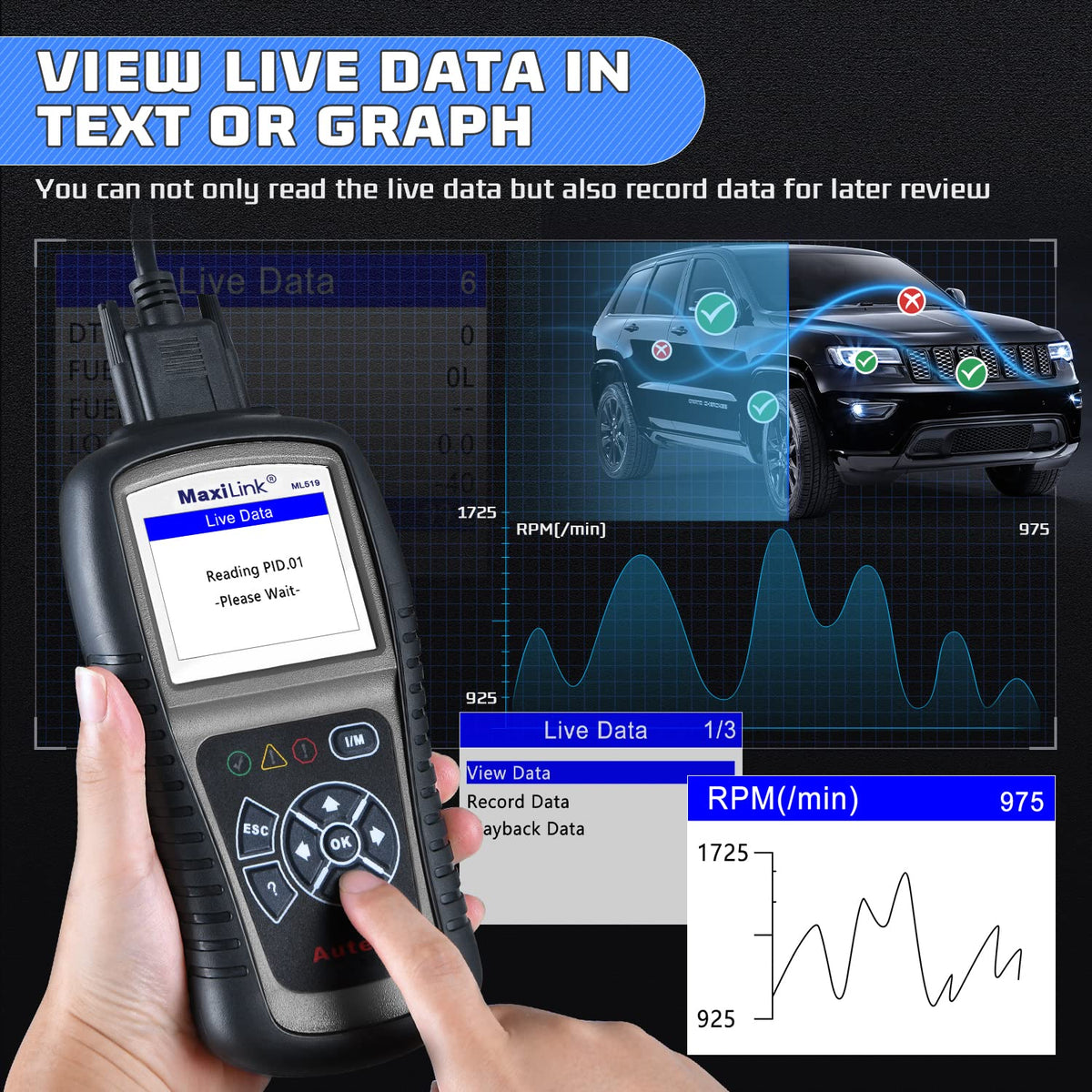 Autel ML519 DTC lookup screen showing code definitions to avoid guesswork