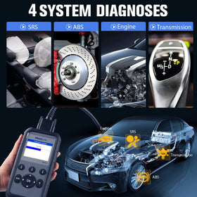 Autel ML629 back label and OBD2 port details, easy vehicle connection benefit