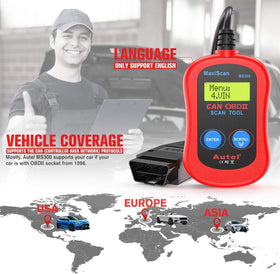 Autel MS300 rear label image showing supported protocols and model details