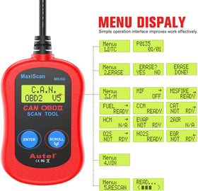 Autel MS300 display showing retrieved fault codes and on-screen definitions