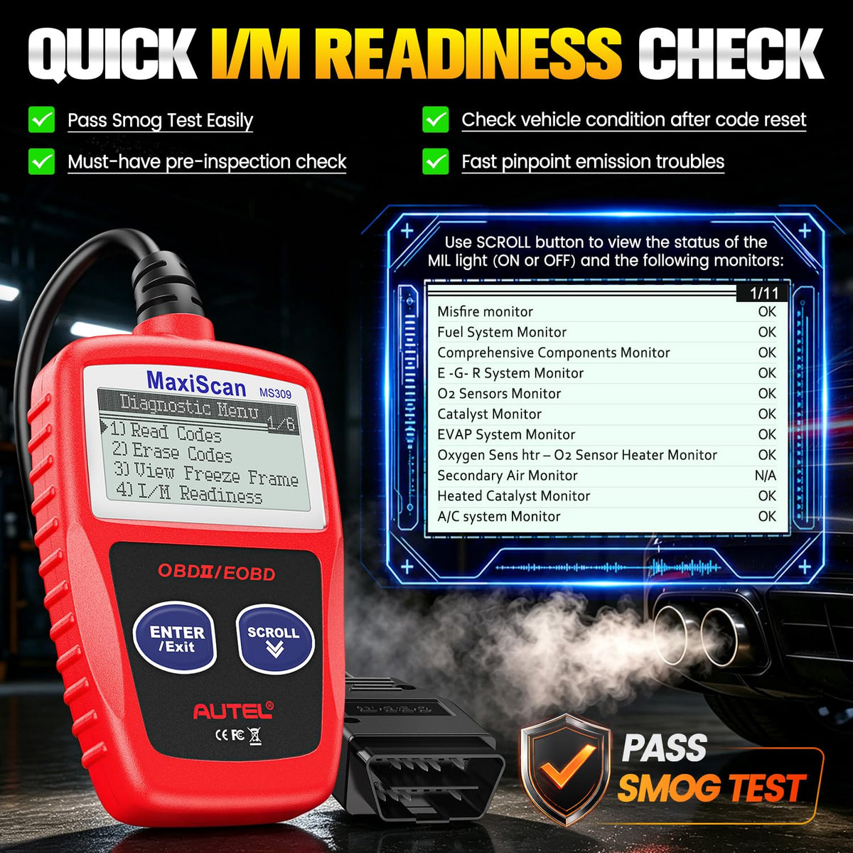 Autel MS309 displaying freeze-frame data to aid faster fault analysis