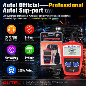 Autel MS309 used in a garage illustrating quick pre-smog and troubleshooting