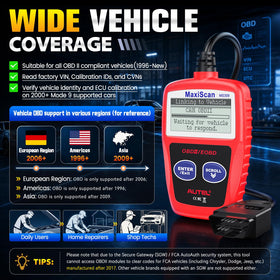 Autel MS309 packaging and manual showing included docs and warranty support