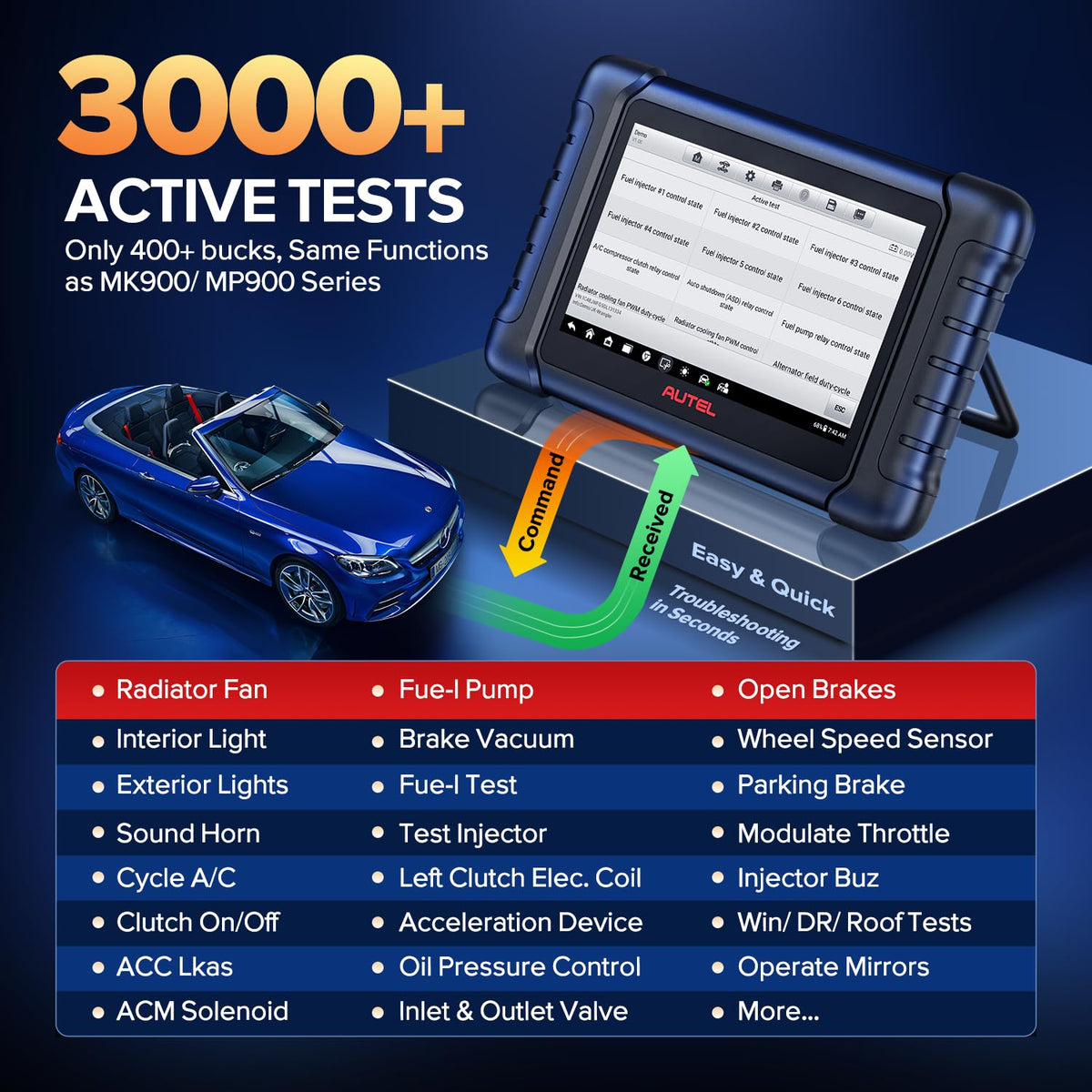 Autel MX808S performing active test, validate components before replacement