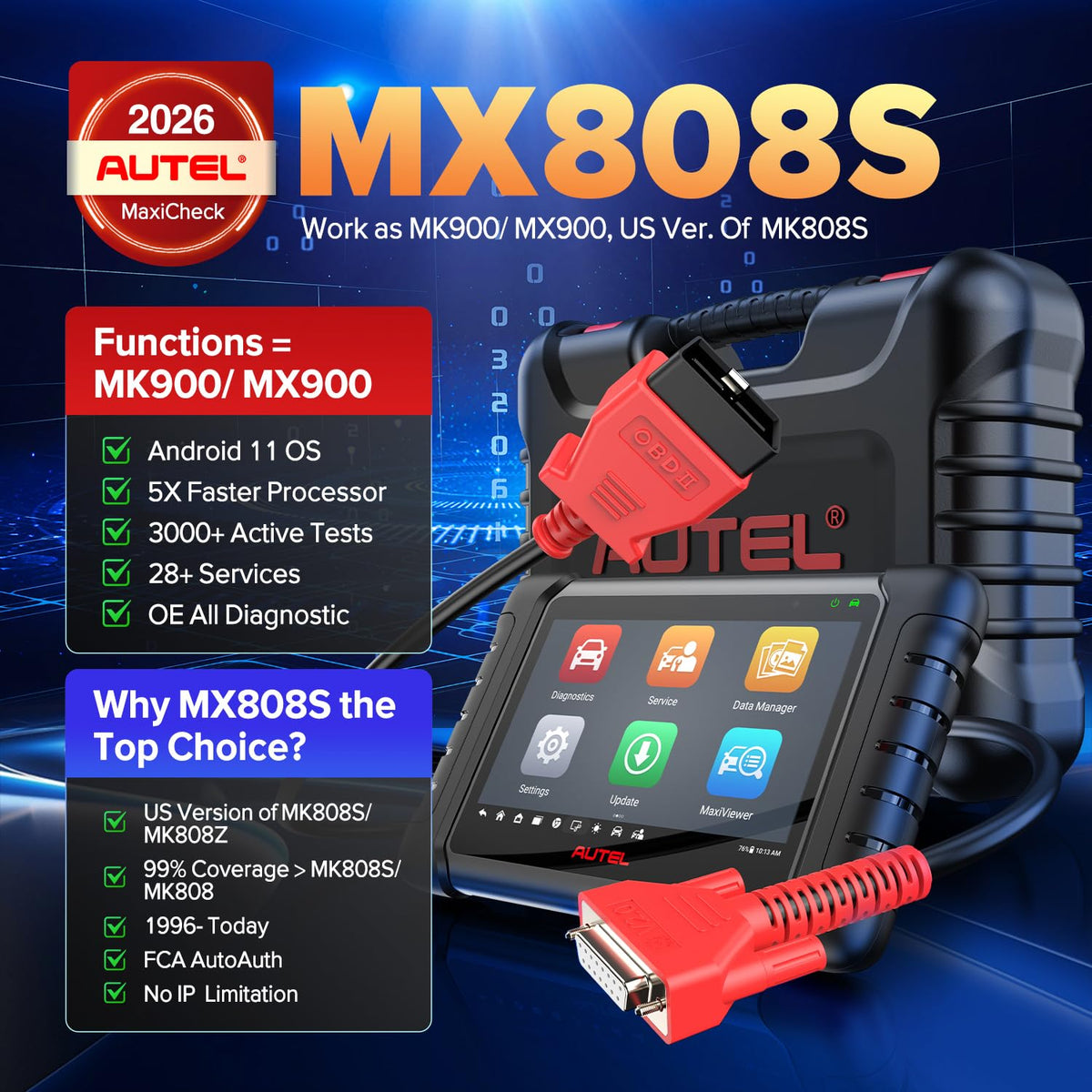 Autel MX808S rear housing and vents, durable workshop-ready design