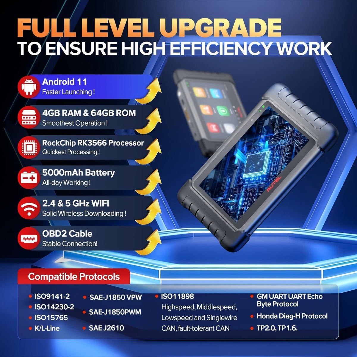 Autel MX808S size comparison with a tablet, portable for mobile technicians