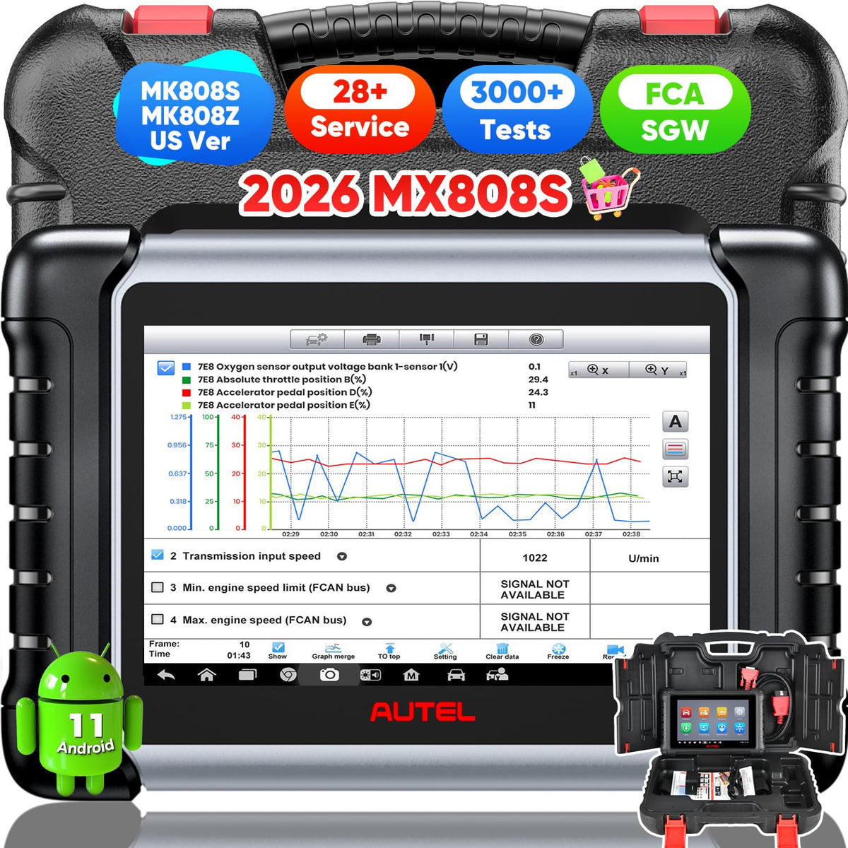Autel MX808S front view showing tablet diagnostic display and navigation benefit