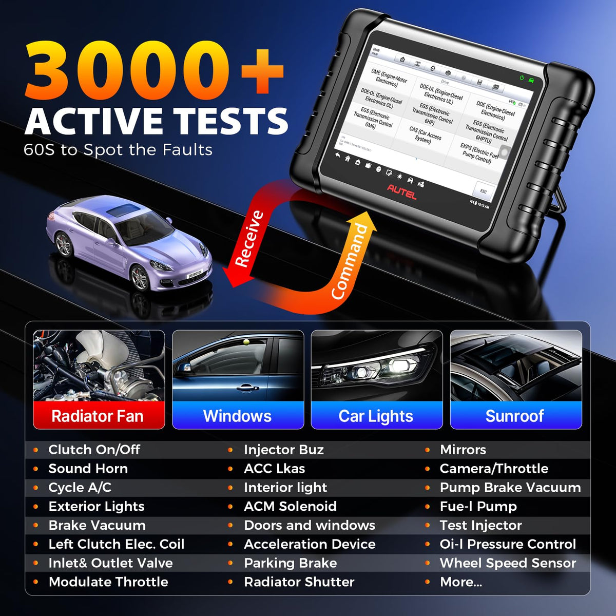 Autel MX808S OBD2 cable connected to port for stable data transfer benefit