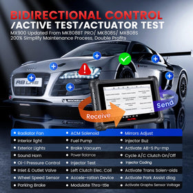 Autel MX900 connected in vehicle performing active test to verify parts