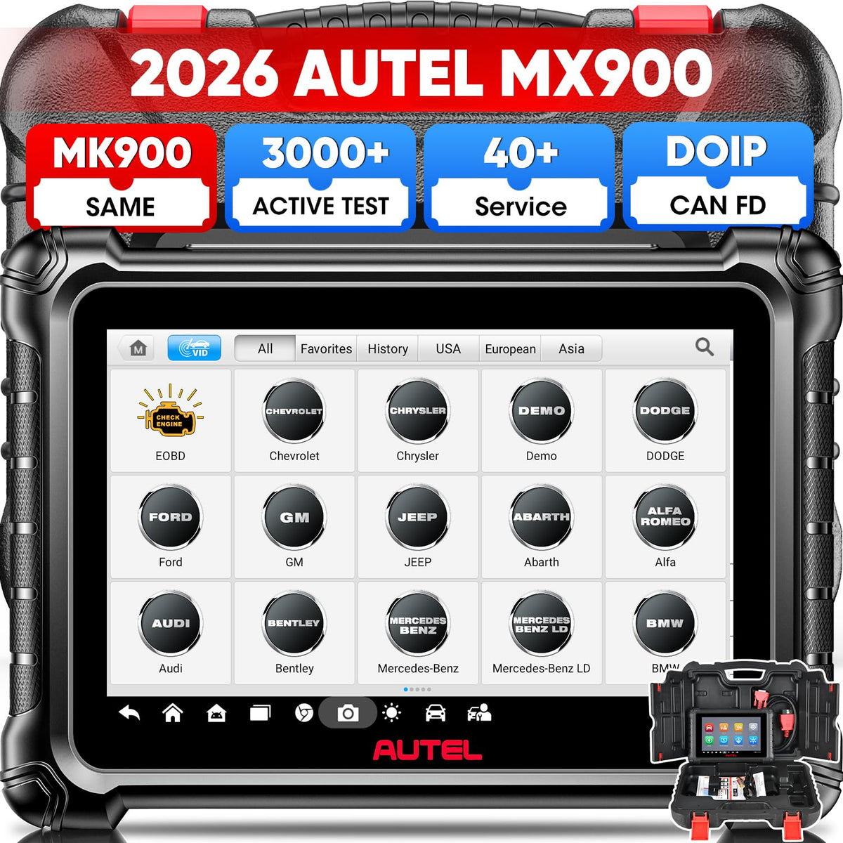 Autel MX900 front view showing screen and rugged bezel for durable use