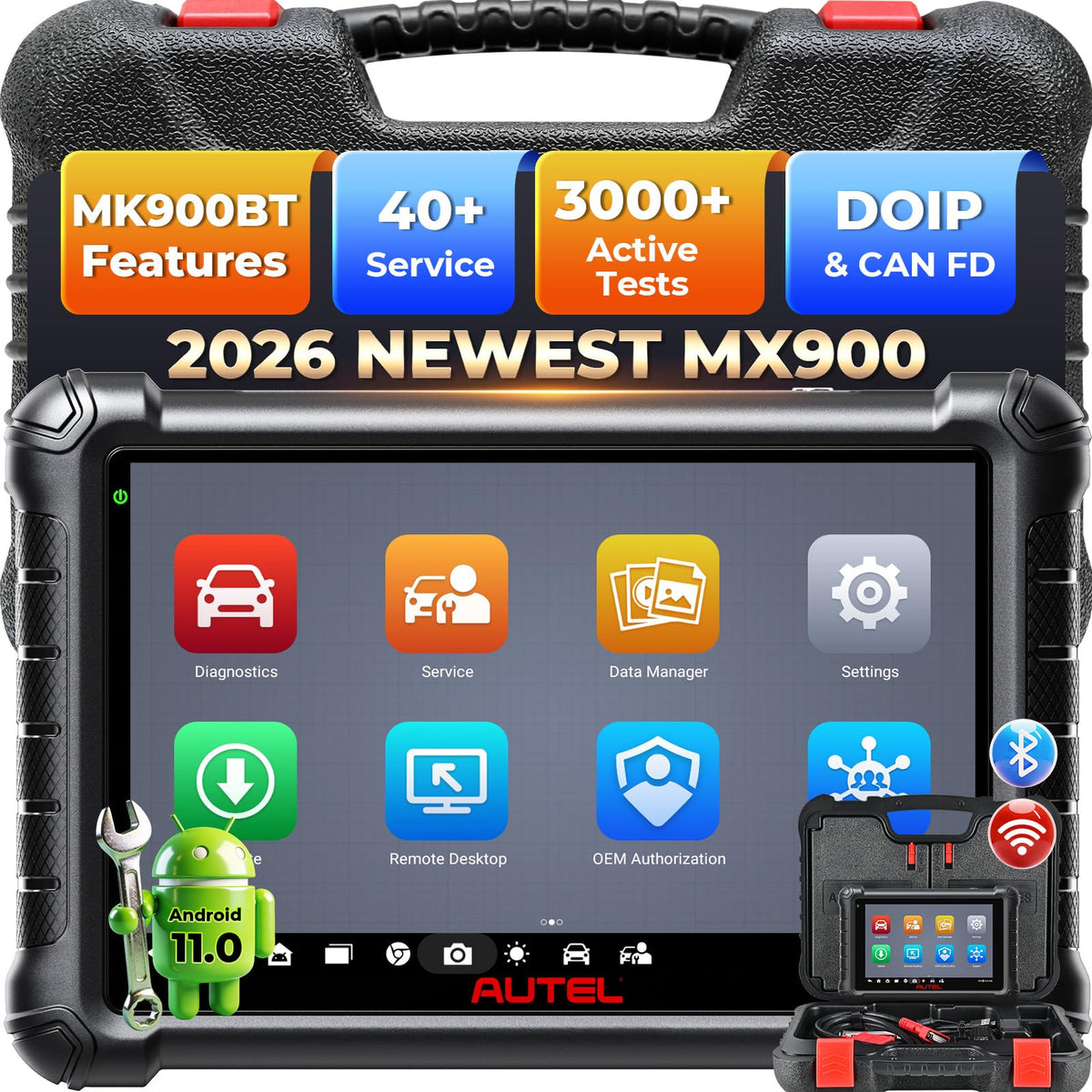 Autel MX900 front view showing tablet and ports for quick identification and workflow