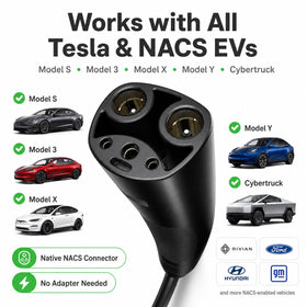 Autel NACS connector close-up showing secure Tesla-compatible connection