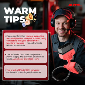 Autel side profile of adapter cable highlighting solid build and easy grip