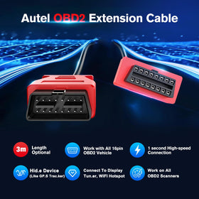 Autel full 10ft OBD2 cable laid out for visibility and flexible reach