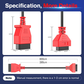 Autel cable beside ruler showing 10ft length for scale and positioning