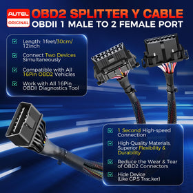 Autel male OBD2 plug close-up ensuring secure vehicle connection