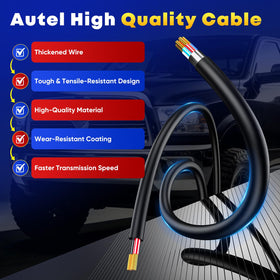 Autel cable jacket and shielding closeup showing durability and low noise benefit