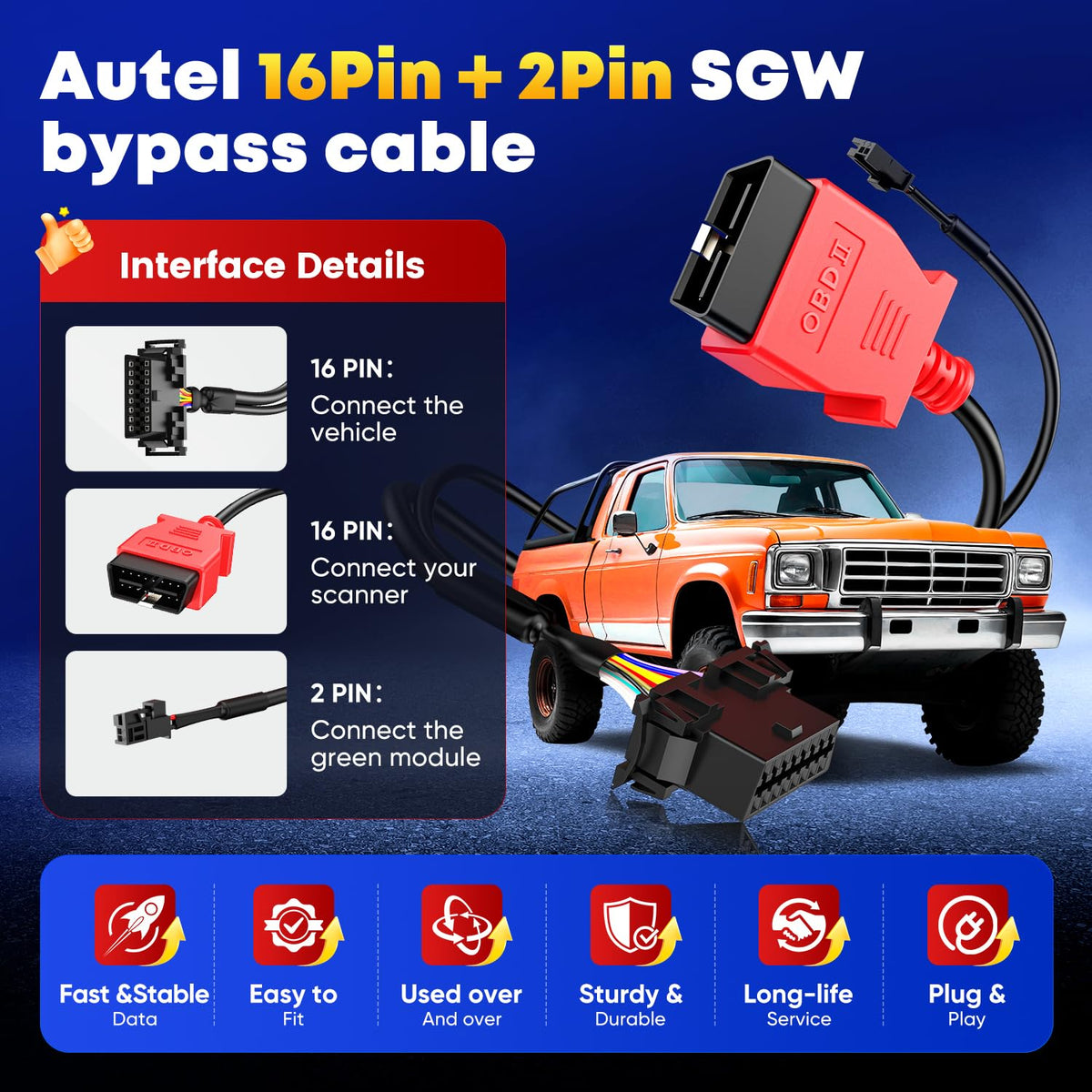 Autel closeup of pins showing precise 16‑pin and 2‑pin contacts benefit