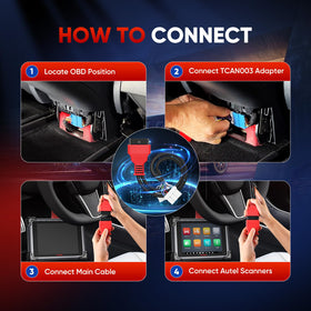 Autel TCAN003 flexible cable length showing durable routing and strain relief