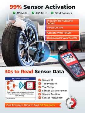 Autel TS408 next to a smartphone showing compact size for easy workshop storage
