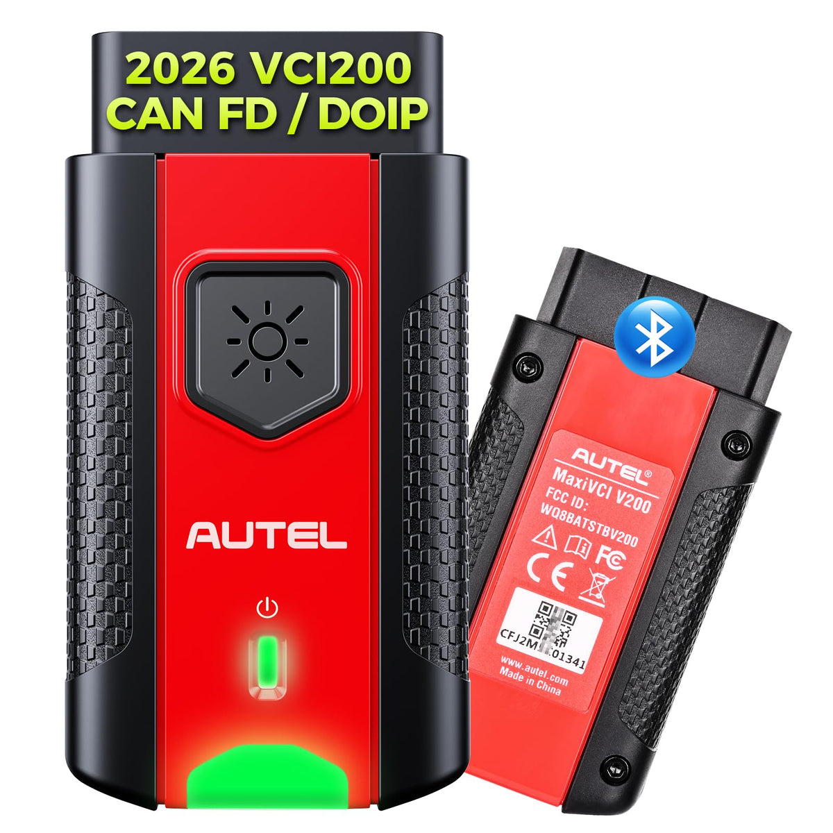 Autel V200 front view showing compact dongle and benefits of portability
