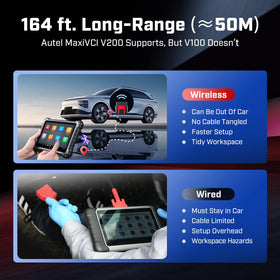 Autel V200 paired with Autel tablet, demonstrating fast wireless pairing benefit