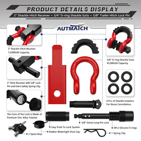 AUTMATCH close-up of 3/4" D-ring shackle with isolator protecting bumper surfaces