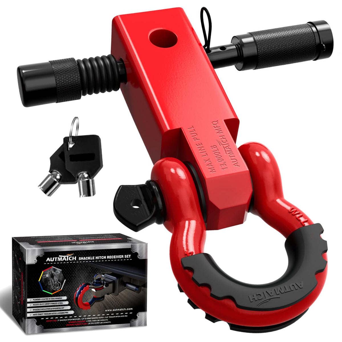 AUTMATCH front view of complete hitch receiver kit showing durable components and benefits