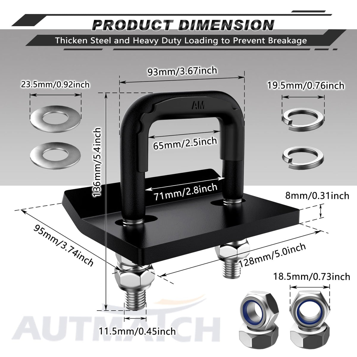 AUTMATCH installed on ball mount showing stabilized hitch connection benefit