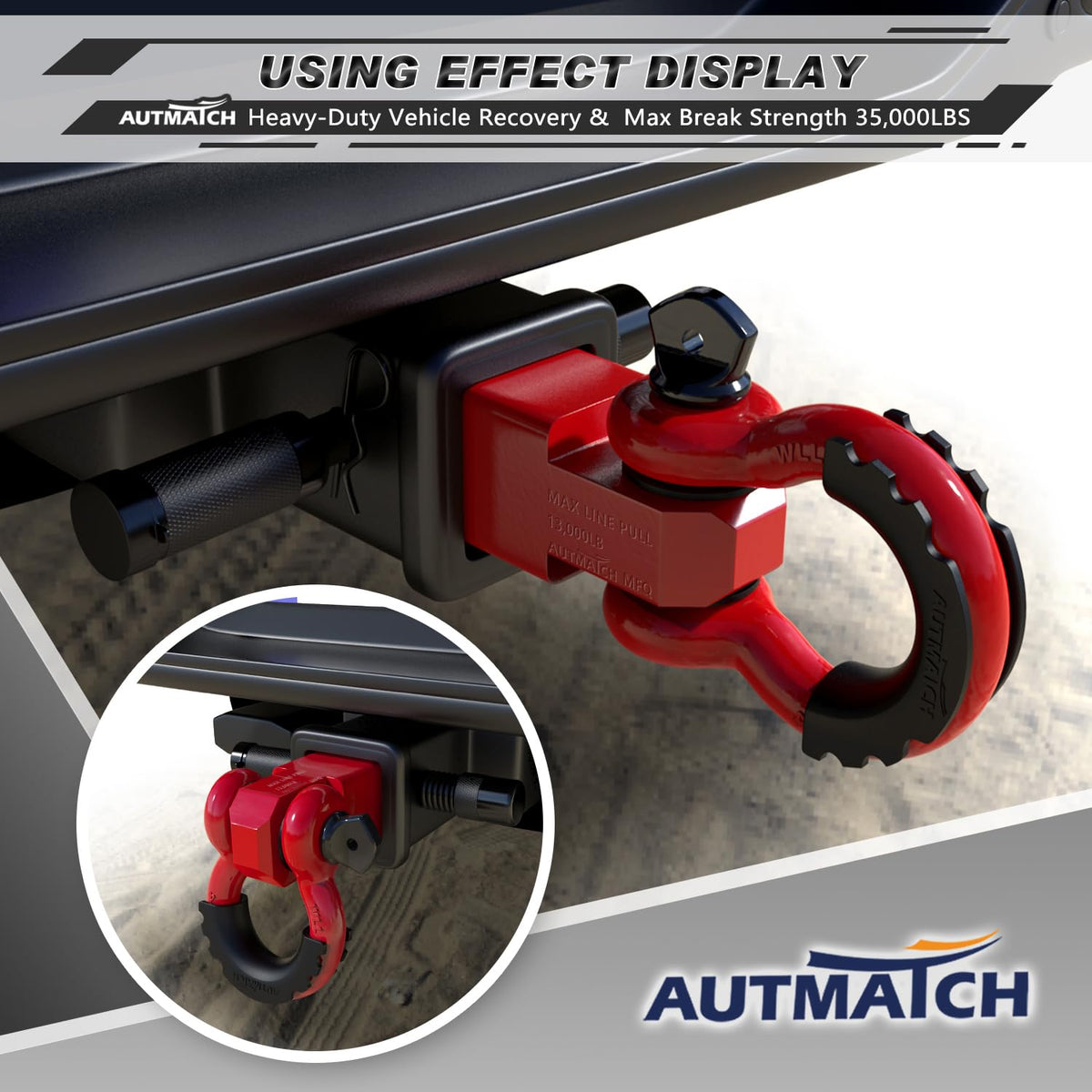 AUTMATCH off-road vehicle recovery scene showing sturdy recovery point in use