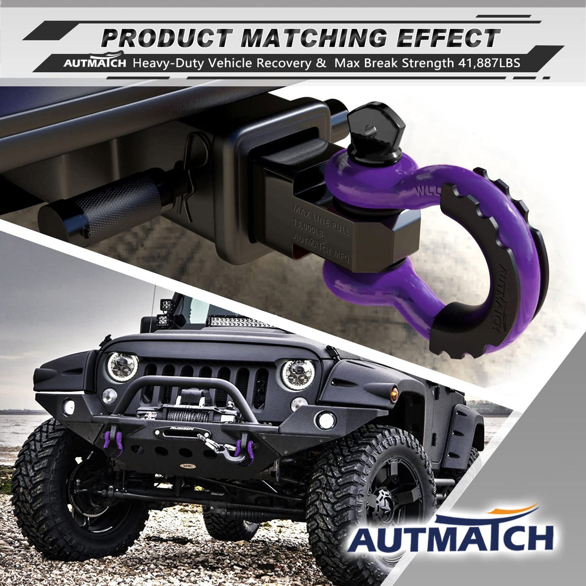 AUTMATCH shackles used in off-road recovery illustrating real-world rugged performance