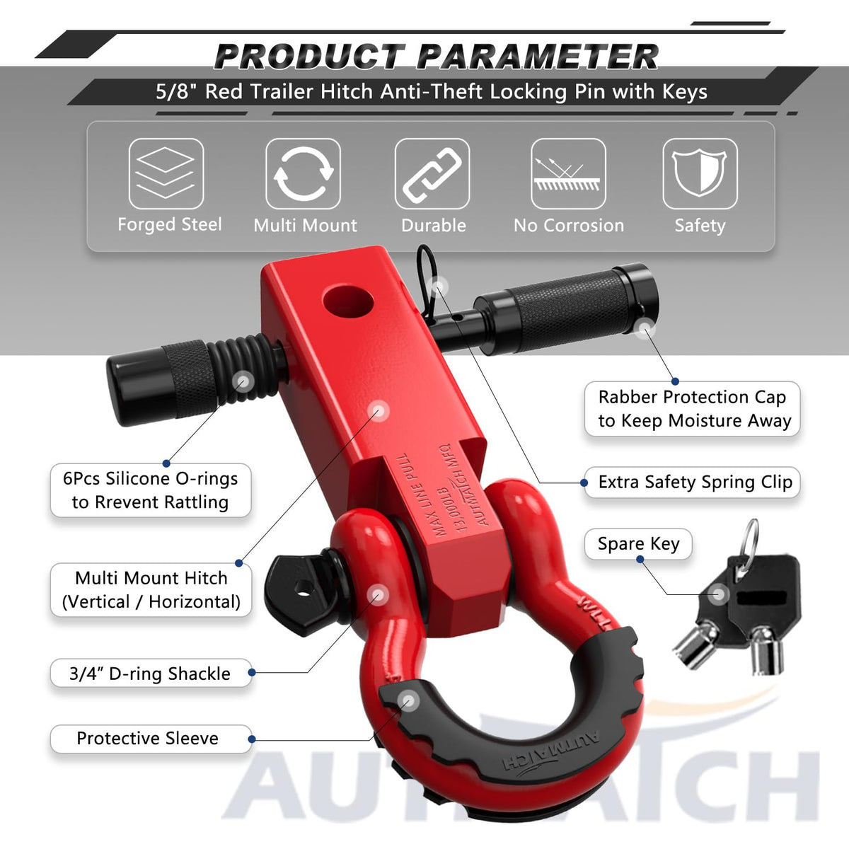 AUTMATCH galvanized and powder-coated finish detail resisting rust and corrosion