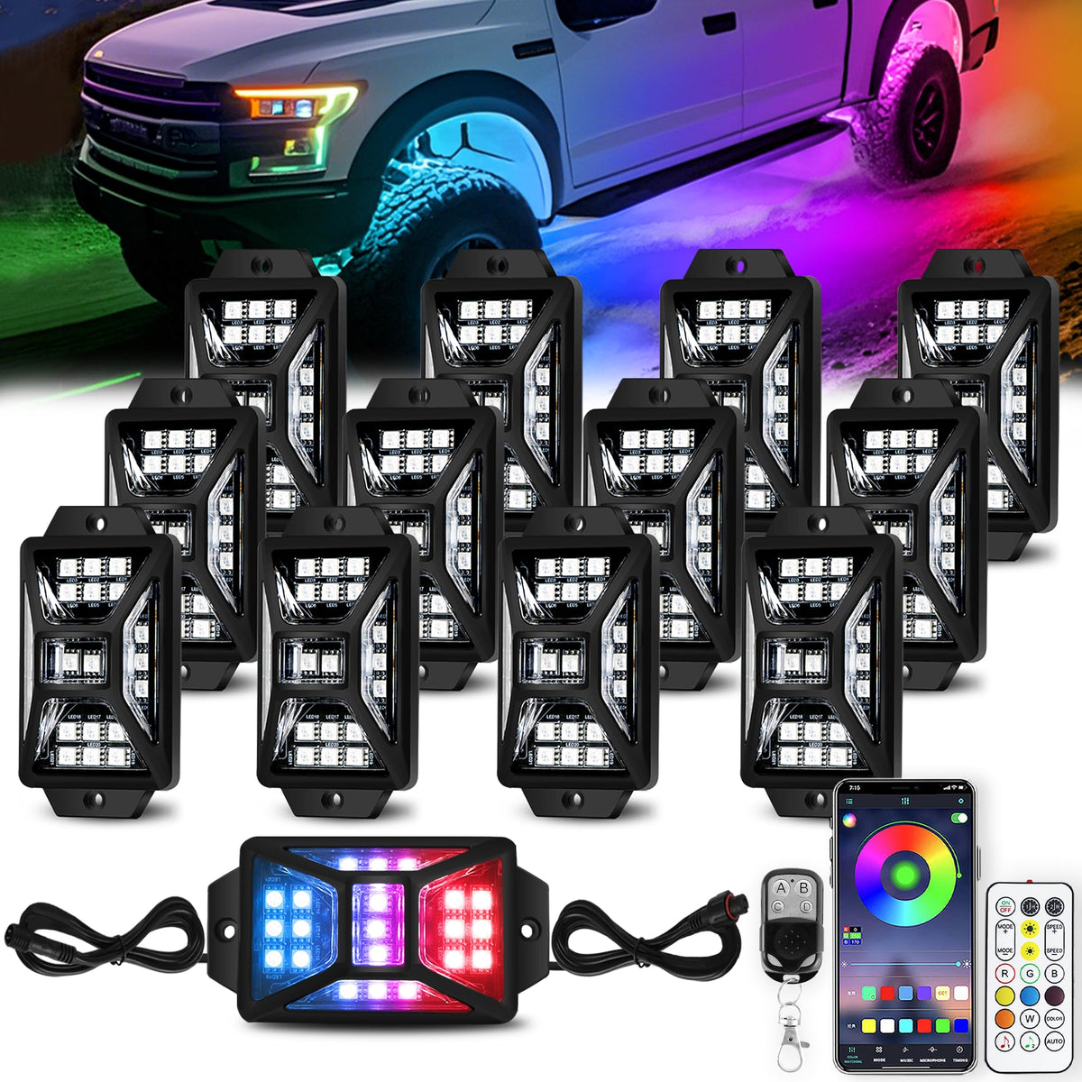 Auto Buero front view of 12 pods showing full kit and connectors benefit quick setup