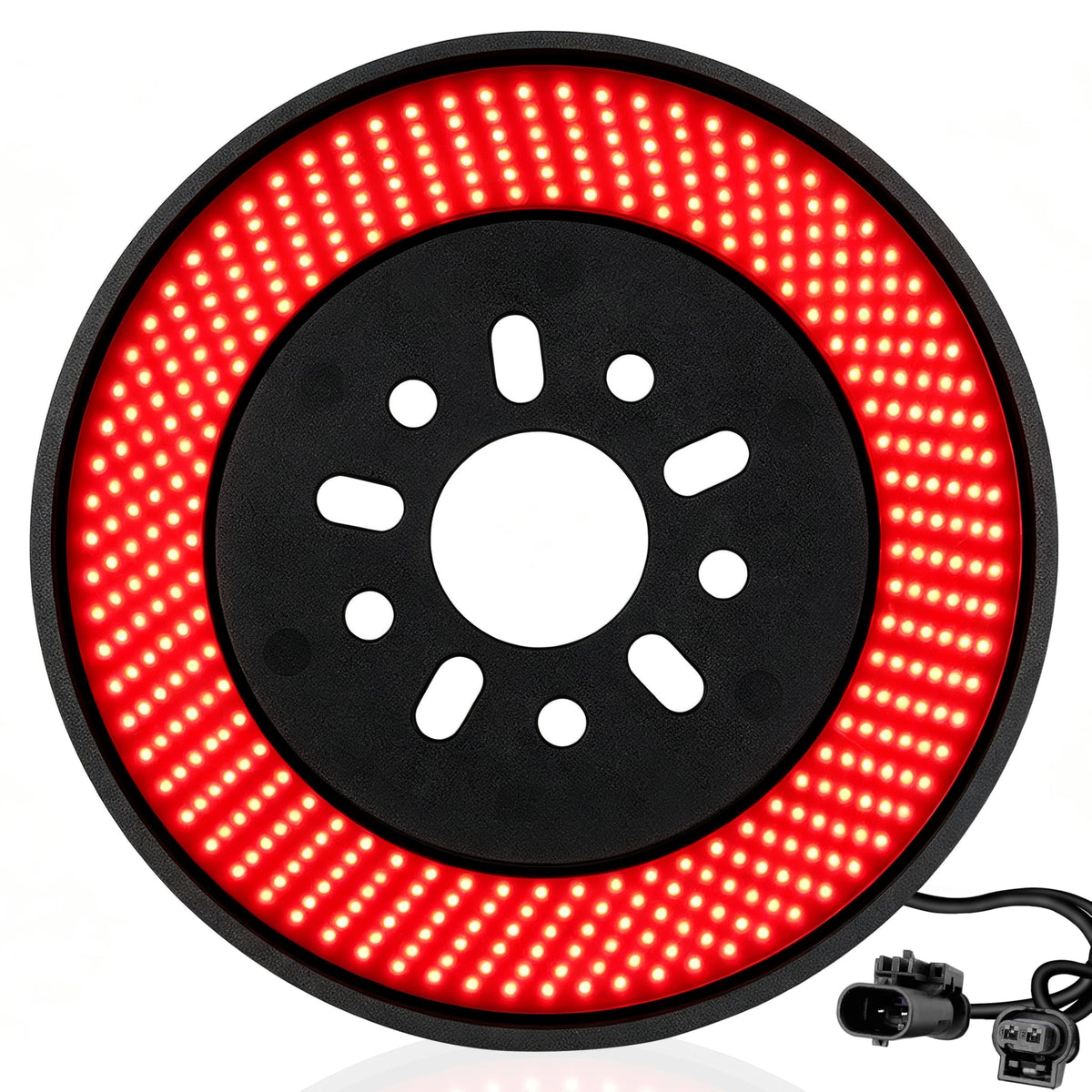 Auto Buero front view of spare tire brake light showing full ring and mounting