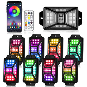 Auto Buero truck at campsite with multicolor underglow showing ambience and practical lighting benefit
