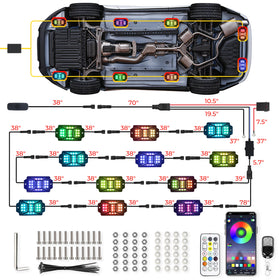 Auto Buero lifestyle night ride with colorful underglow enhancing appearance and safety