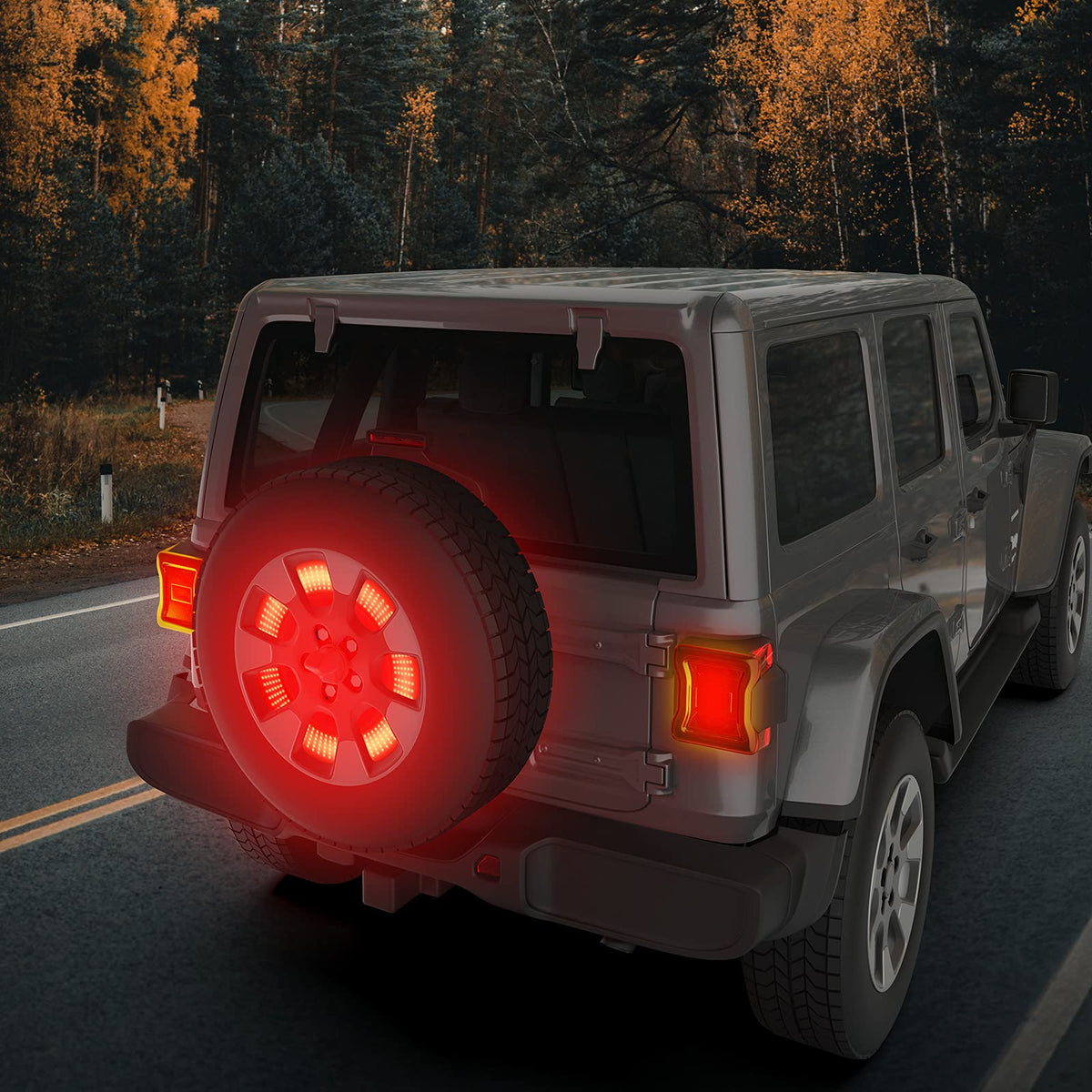Auto Buero brake light glowing at night highlighting enhanced visibility benefit