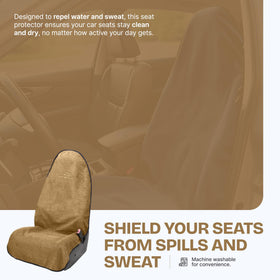 Auto Haus cover on seat with ruler for size and fit clarity