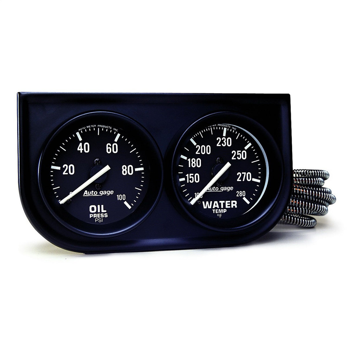 AUTO METER gauge front view shows clear black dial for quick readings